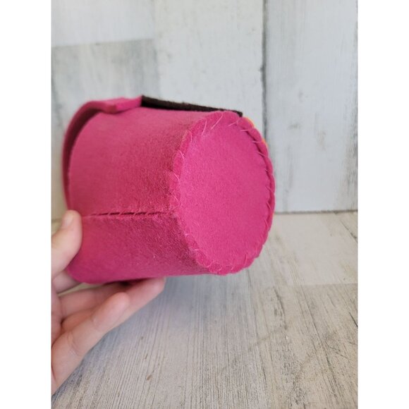 Felt pink mini owl Bird plush bucket pail home decor - Picture 6 of 6